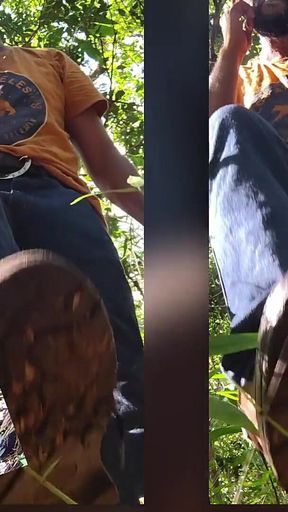 Redneck Smoking in Woods and Jerk off at Home