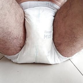 Filling my diaper with piss over the couse of a day and showing my hairy uncut cock in the end ABDL DL