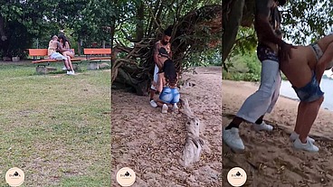 Casada fudendo em público com o amigo no meio da tarde na Órla do Guaíba em Porto Alegre - Married fucking in public in the park