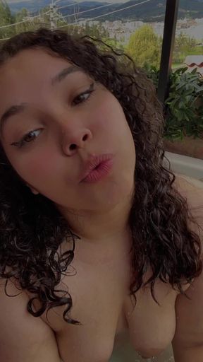 In a hot tub naked and wet waiting for you