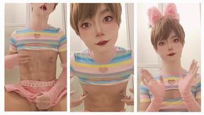 nipple pierced sissy Sarina Cumshots in Kawaii costume