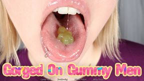 Gorged On Gummy Men - HD - The Goddess Clue, Gulping Tiny Candy Men Whole, Open Mouth Swallow, Playful Eating Sweets, Pleasure Snacking, Giantess Vore Vibes, Soft Belly Digestion Tease