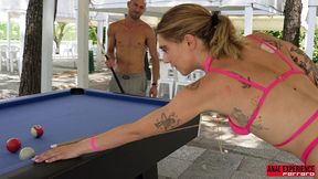 musa martina is back! (dry) an extreme anal gape, 0% pussy, while playing on the pool table!