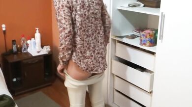 Our maid shows off excited in front of me and asks me to fuck her