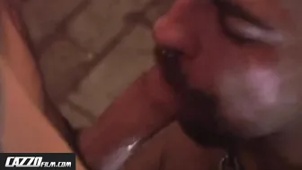 Two muscular hunks have hardcore anal in backroom