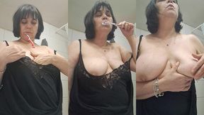 stepmother brushing teeth with paste as thick as thick semen