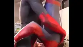 Hot Superhero Blowjob – Custom Spiderman cum scene with gay sex action