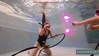 Incredible babe underwater girls stripping and masturbating