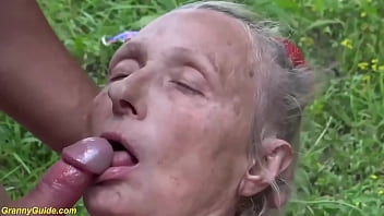 87-Year-Old Grannie's Virgin Outdoor Fuck with Huge Toyboy