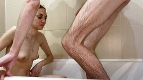 Deep Gagging Blowjob It the Bath