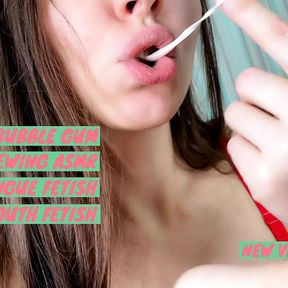 Bubble gum blowing and chewing ASMR