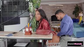 SacredShemale.com - Ebony trans Jexxxica Blake barebacks a guy