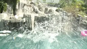 Black dudes get two hot blondes by the pool