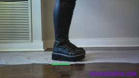 Miss Arieal Von Crushes A Strawberry in Black Boots