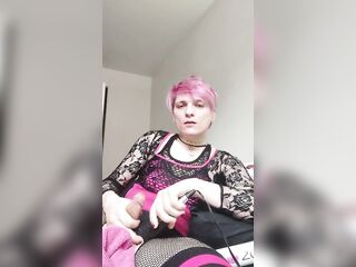 Shemale solo anal and gets interrupted