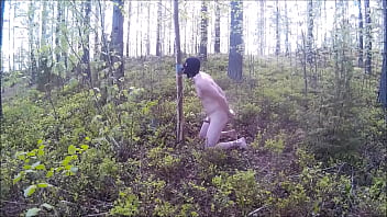 Dildo sucking in  the woods.