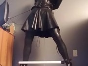 Rubber doll self bondage strappado