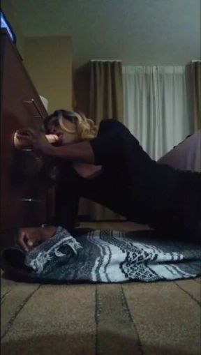 7 Inch Uncut Dildo Destroys Crossdresser Ass Gushing Cum Explosion