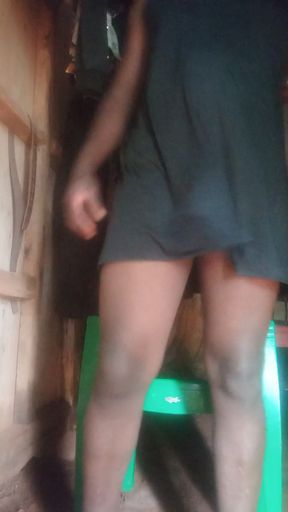 Naughty African shemale sweet masturbation cumshot