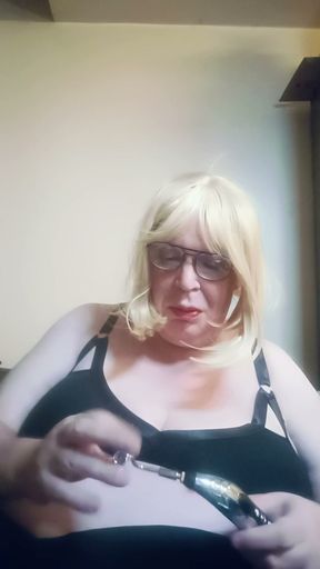 Part 1 - BBW TV plays with her nipples.