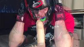 Playing With Inflatable Dildo In Full Boxing Gear