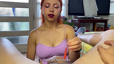 SPH Ayudo a mi hermanastra con su experimento para comparar y estudiar las medidas de mi verga con un pene mas pequeño
