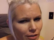 Hot blonde tattooed milf fucks herself with random food pt #1