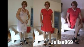 Julian069 Pantyhose, slip, red dress