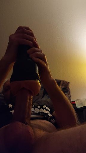 Short quickie with a fake pussy