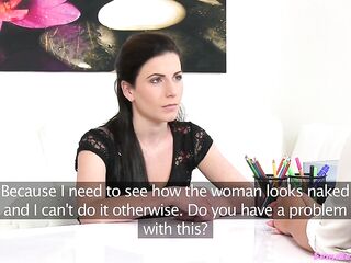 Job Interview with a Lesbo belt on Test - Female Agent