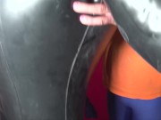 Heavy Rubber Cyborg Suit Infaltion Test with Compressor