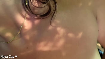 Sneaky quicky in the bushes at public swimming pool - Neya Cay outdoor adventure POV doggystyle cumshot