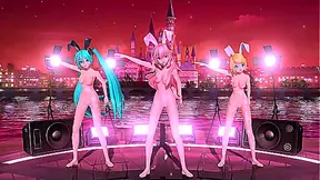 Miku, Rin & Luka Rock Bikini Bunnies in Steamy Vocaloid Fantasy Scene