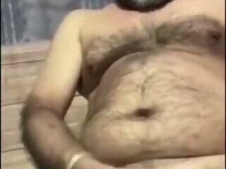Handsome hairy daddy gay masturbate till cumm on video call sexs in bedroom