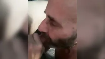 Bear Daddy Sucks Cock in Amateur Blowjob Practice