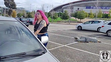CAR PEDAL PUMPING FETISH BIG TITS TOP LESS HIGH HEELS