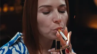Josephine Jackson sucks Clemence Audiard's cock while smoking
