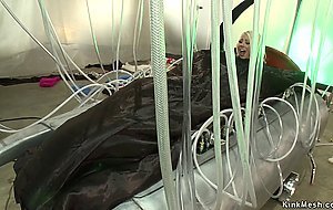 Lesbians fuck machines and lick