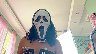 Ghostface Farting - Anna Bloom Catches Foxykai and Sits on Her Face - Halloween Roleplay with Face Sitting and Farting Domination