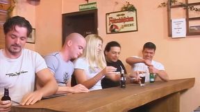 Blonde babe fingers wet kitty hard and sucks cock wild