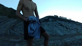 Horny Slim Brown Guy Jerks off Hard in a Heavenly Place Under the Sunset