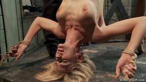 Tiny blonde suck big cock to gimp