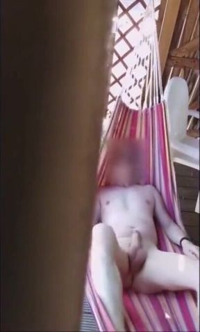 Outdoor Handjob in a Hangmat with a Big-Cocked Twink