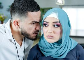 Arab teen with hijab Violet Gems gets focus lessons from her soccer coach