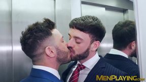 Sweaty fucking in the elevator by horny John Brachalli and Manuel Reyes