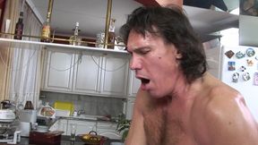 Self-sucking Shemale Dripping Thick Cum After Anal Pound