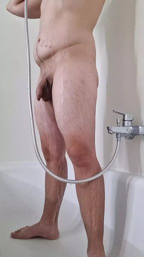 Morning shower, soft cock