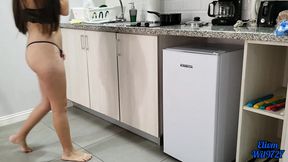 Masturbating my girlfriend in the kitchen I almost found out my wife