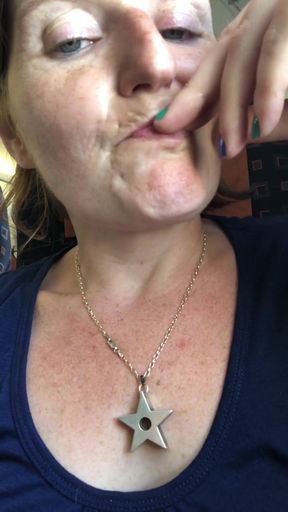 Stunning moment from "Mid flight fingering of my pierced clit and playing with my beautiful bush"