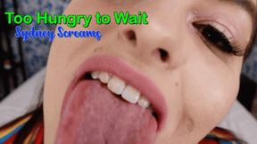 Too Hungry to Wait - same-size vore scene featuring: mouth fetish, BBW vore, bloated belly, and burping - 1080 MP4